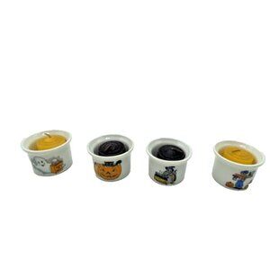 4 Vintage 1988 MSR Imports Halloween Porcelain Candle Holders Ghost Witch Cat